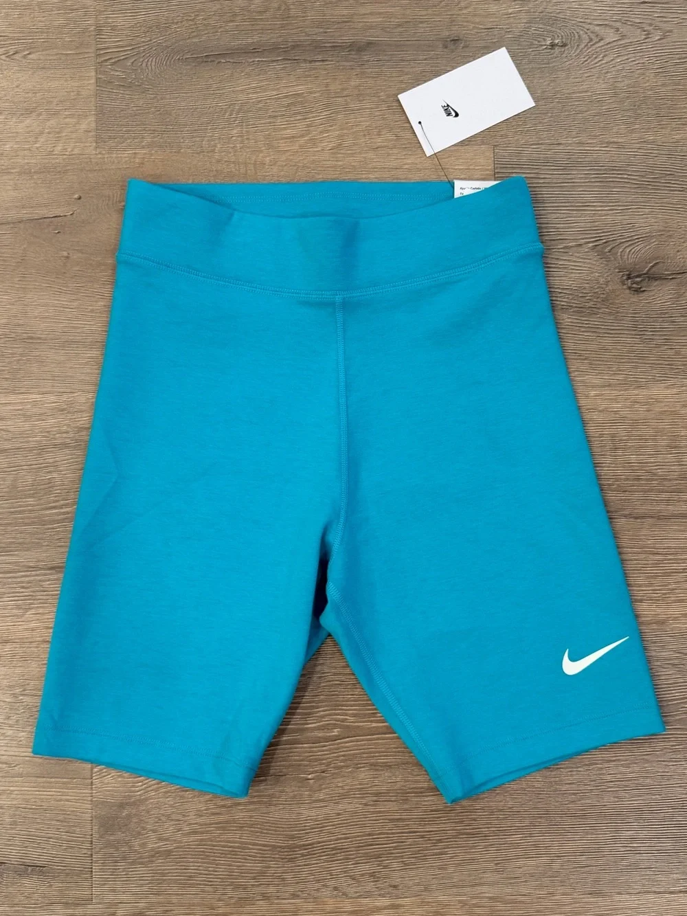 Nike Tight Fit High Rise 8” Length Biker Shorts Dusty Cactus Blue Women